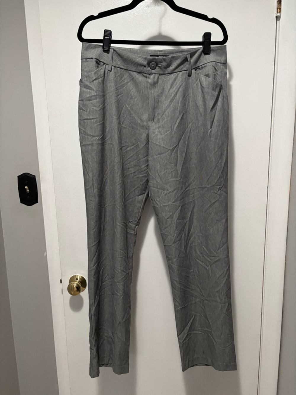 Lee Women's Relaxed Fit Gray Straight Leg Mid Rise Dress Pants 12 Medium